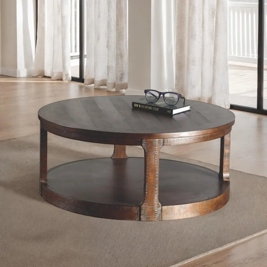 Hickory Round Wood Coffee Table by Furniture of America | U-Trade Furniture Hickory Round Wood Coffee Table by Furniture of America - Image 1