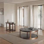 Hickory Round Wood Coffee Table by Furniture of America - Image 5