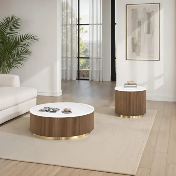 Virden Marble Round Coffee Table by Furniture of America - Image 2