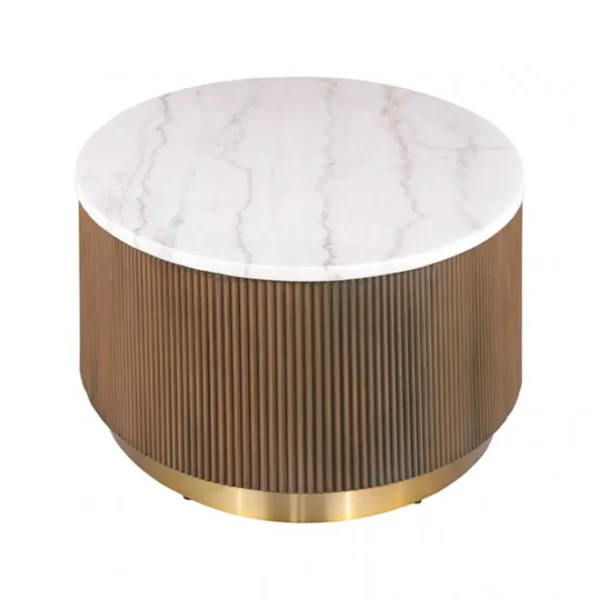Virden Marble Round Coffee Table by Furniture of America - Image 4