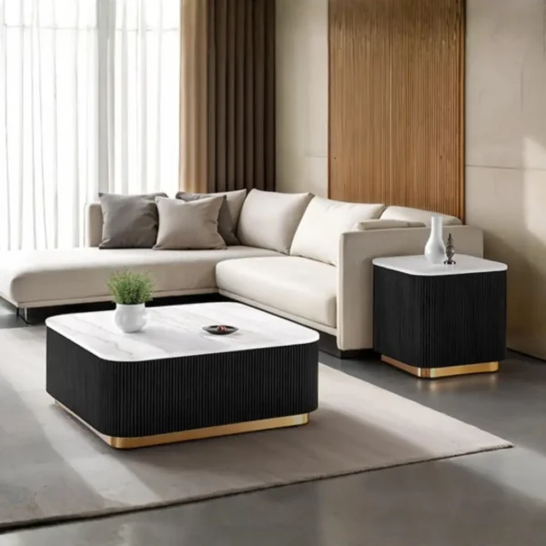 Virden Square Marble Coffee Table by Furniture of America - Image 2