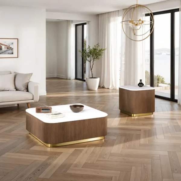Virden Square Marble Coffee Table by Furniture of America - Image 4