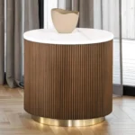 Virden Round Marble End Table by Furniture of America - Image 2