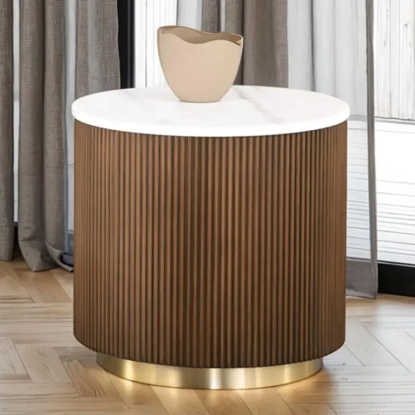 Virden Round Marble End Table by Furniture of America - Image 2