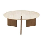 Olney Round Travertine Coffee Table by Furniture of America - Image 2