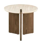 Olney Round Travertine End Table by Furniture of America - Image 2