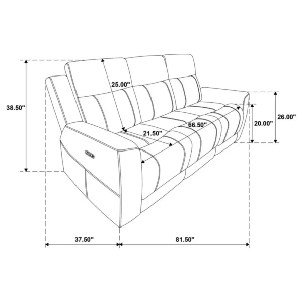 Kennett Chenille Sofa Recliner 3-Seater by Coaster Furniture - Image 7