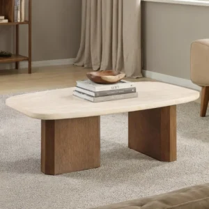 Florian Travertine Top Coffee Table by Furniture of America