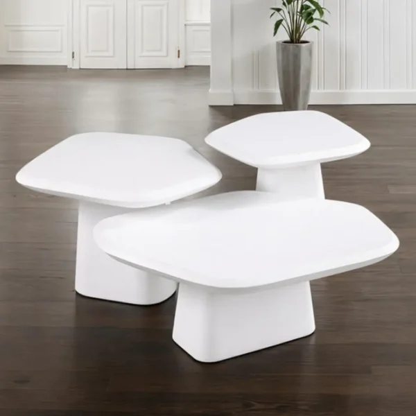 Amico White Ceramic Pedestal End Table by Furnitur of America - Image 3