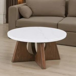 Lemvig White Marble Coffee Table by Furniture of America