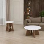 Lemvig White Marble End Table by Furniture of America - Image 2