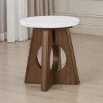 Lemvig White Marble End Table by Furniture of America