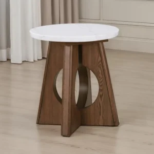 Lemvig White Marble End Table by Furniture of America