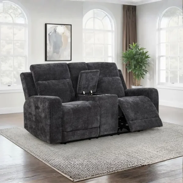 Kennett Chenille Reclining Loveseat with Cup Holders by Coaster Furniture - Image 2