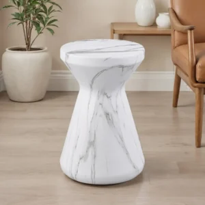 Arpino White Ceramic Side Table by Furniture of America