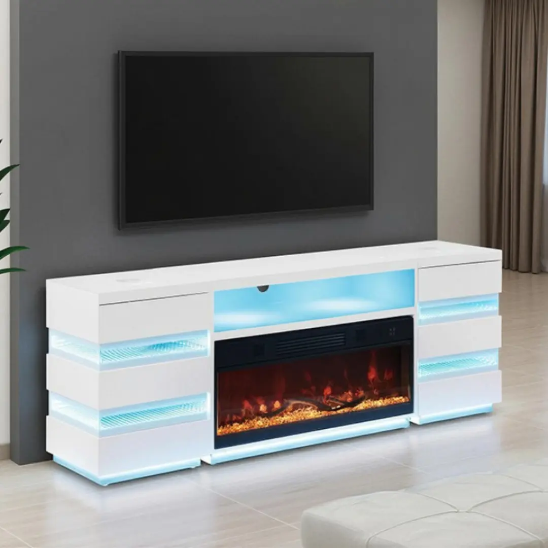 Terni TV Console with Fireplace by Furniture of America | U-Trade Furniture Terni TV Console with Fireplace by Furniture of America - Image 1