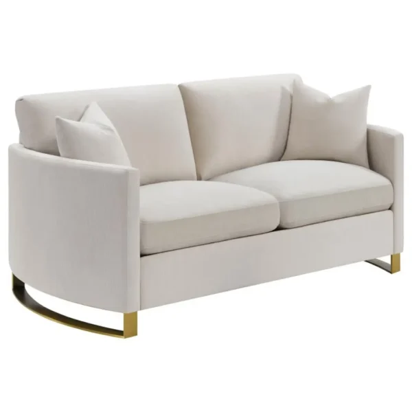Corliss Upholstered Velvet Loveseat with Gold Legs By Coaster Furniture - Image 2