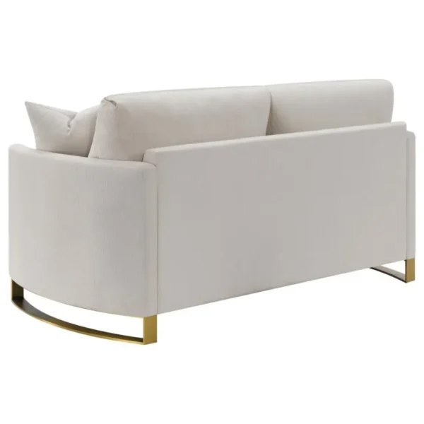 Corliss Upholstered Velvet Loveseat with Gold Legs By Coaster Furniture - Image 4