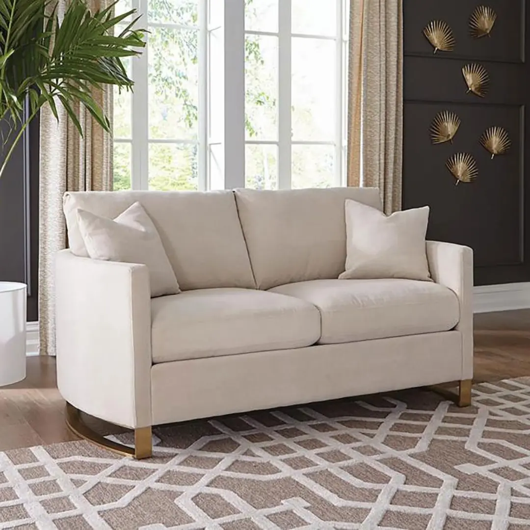 Corliss Upholstered Velvet Loveseat with Gold Legs By Coaster Furniture | U-Trade Furniture Corliss Upholstered Velvet Loveseat with Gold Legs By Coaster Furniture - Image 1