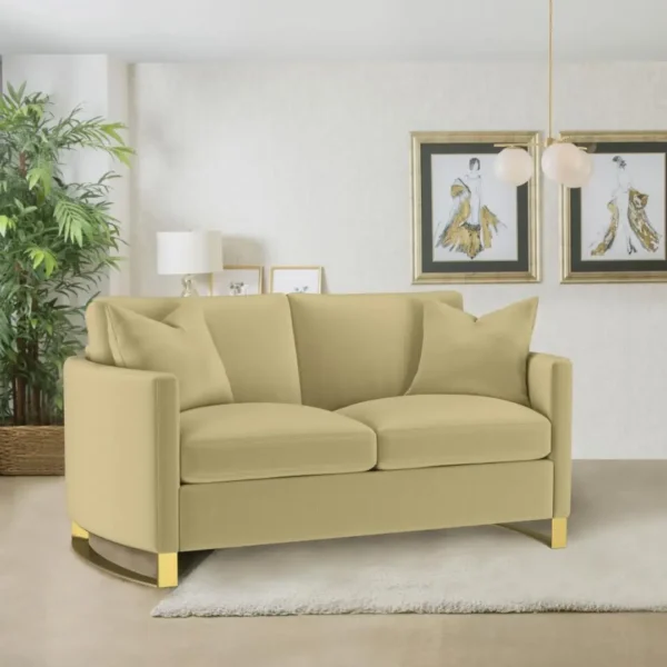 Corliss Upholstered Velvet Loveseat with Gold Legs By Coaster Furniture - Image 8