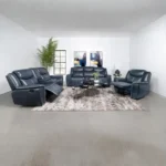 Sloane Upholstered Padded Arm Reclining Sofa Set Blue by Coaster Furniture