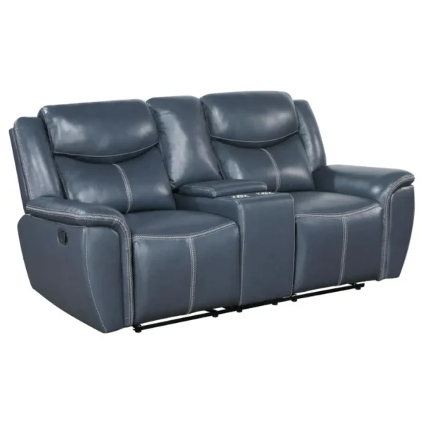 Sloane Upholstered Padded Arm Reclining Sofa Set Blue by Coaster Furniture - Image 3