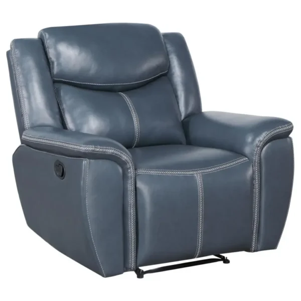 Sloane Upholstered Padded Arm Reclining Sofa Set Blue by Coaster Furniture - Image 5