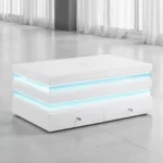 Maloy White Rectangular Coffee Table with Storage by Furniture of America