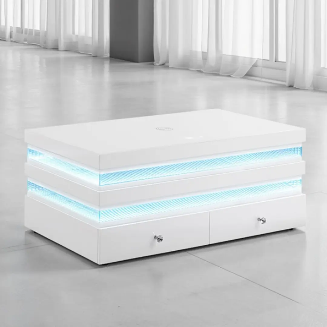 Maloy White Rectangular Coffee Table with Storage by Furniture of America | U-Trade Furniture Maloy White Rectangular Coffee Table with Storage by Furniture of America - Image 1