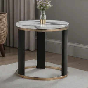 Bogor Round Black End Table by Furniture of America