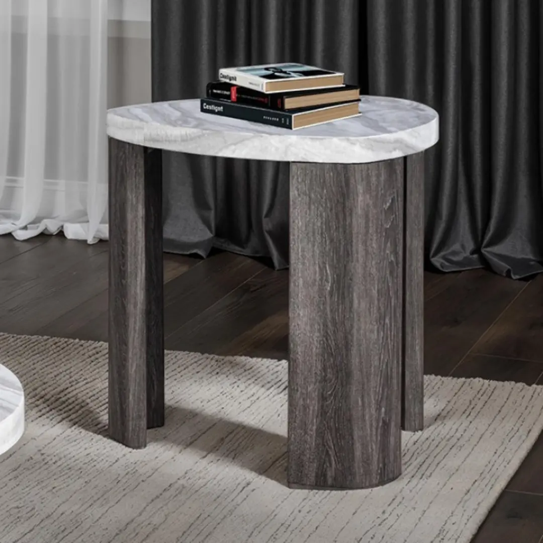 Levis Gray Triangle End Table by Furniture of America | U-Trade Furniture Levis Gray Triangle End Table by Furniture of America - Image 1