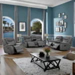 Gray Reclining Sofa Set