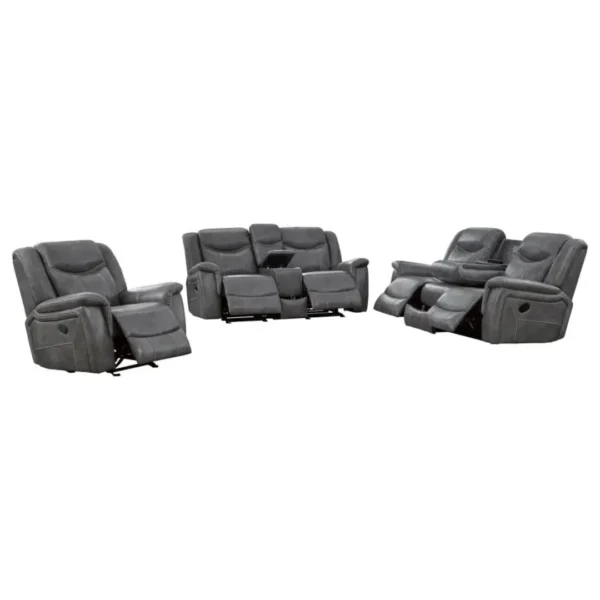 Conrad Upholstered Gray Reclining Sofa Set by Coaster Furniture - Image 2