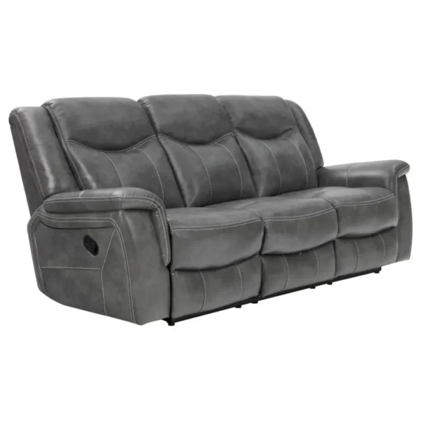 Conrad Upholstered Gray Reclining Sofa Set by Coaster Furniture - Image 4