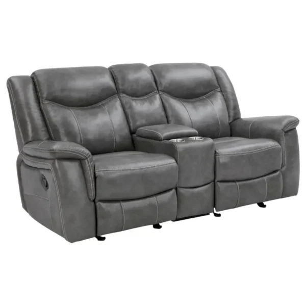 Conrad Upholstered Gray Reclining Sofa Set by Coaster Furniture - Image 5