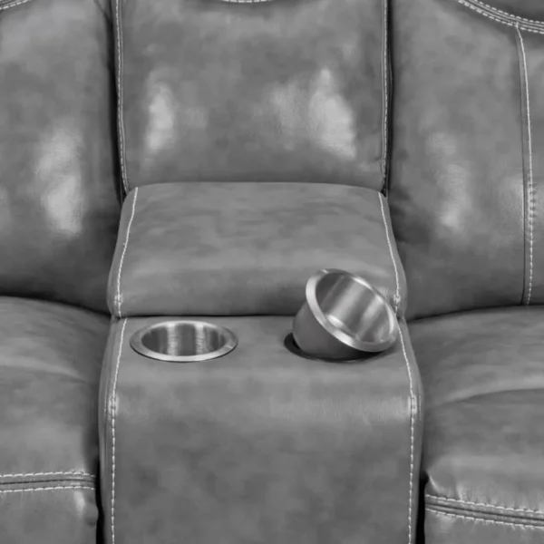 Conrad Upholstered Gray Reclining Sofa Set by Coaster Furniture - Image 8