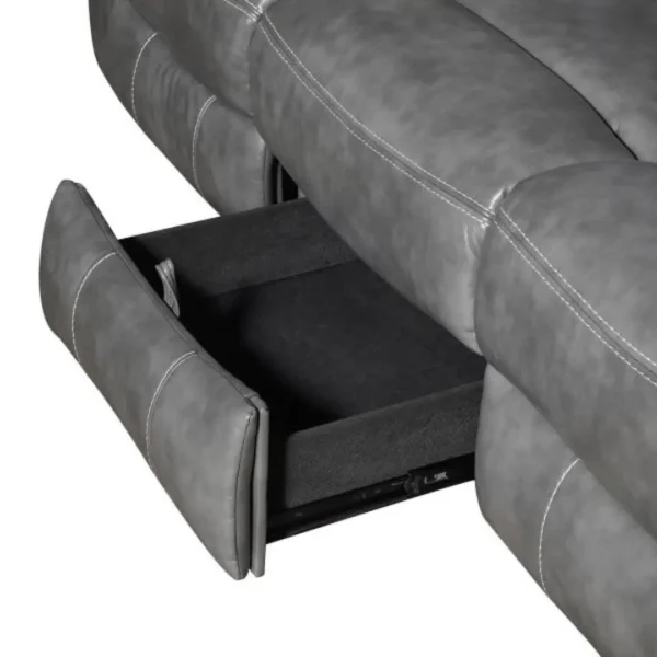 Conrad Upholstered Gray Reclining Sofa Set by Coaster Furniture - Image 7