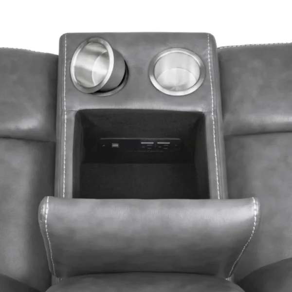 Conrad Upholstered Gray Reclining Sofa Set by Coaster Furniture - Image 9