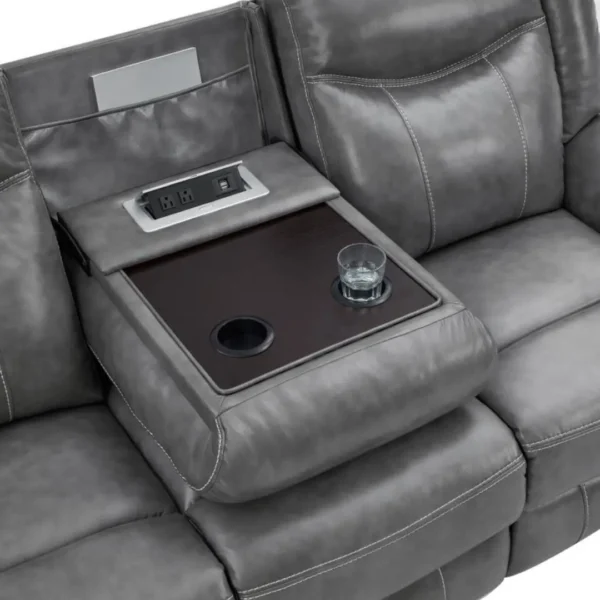 Conrad Upholstered Gray Reclining Sofa Set by Coaster Furniture - Image 13