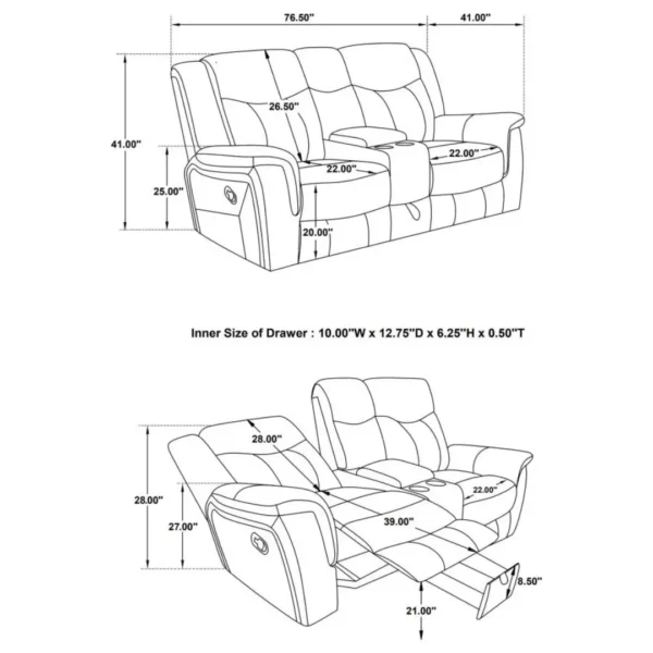 Conrad Upholstered Gray Reclining Sofa Set by Coaster Furniture - Image 18