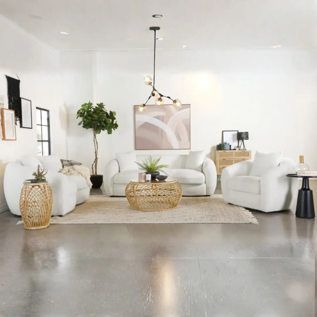 Isabella Faux Sheepskin Sofa Set Natural by Coaster Furniture | U-Trade Furniture Faux Sheepskin Sofa Set Natural