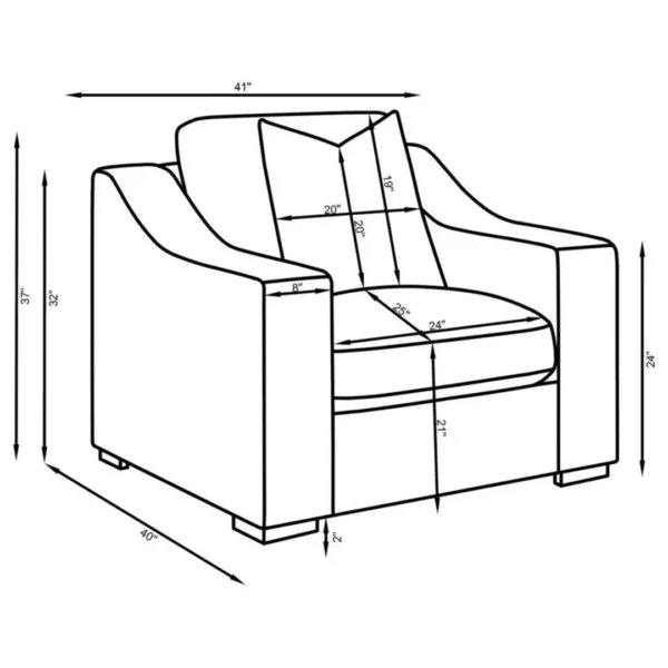 Ashlyn Upholstered Sloped Arm Sofa Set White by Coaster Furniture - Image 9