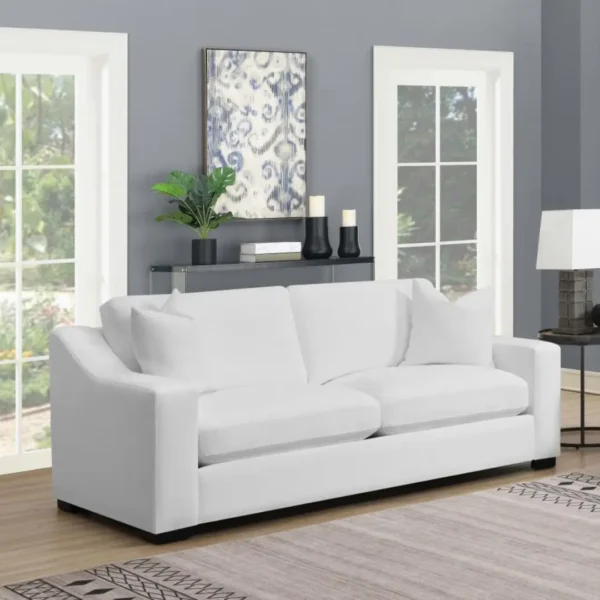 Ashlyn Upholstered Sloped Arm Sofa Set White by Coaster Furniture - Image 12
