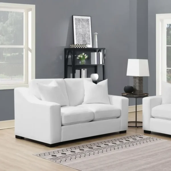 Ashlyn Upholstered Sloped Arm Sofa Set White by Coaster Furniture - Image 13