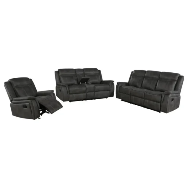 Lawrence Upholstered Reclining Sofa Set Charcoal by Coaster Furniture - Image 2