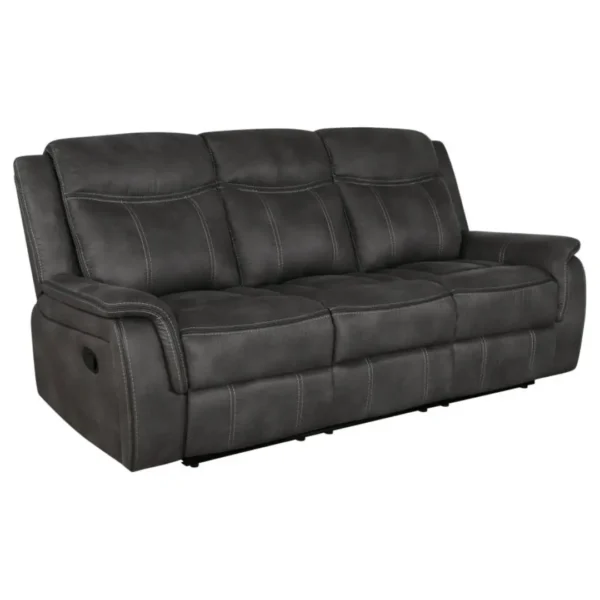 Lawrence Upholstered Reclining Sofa Set Charcoal by Coaster Furniture - Image 3