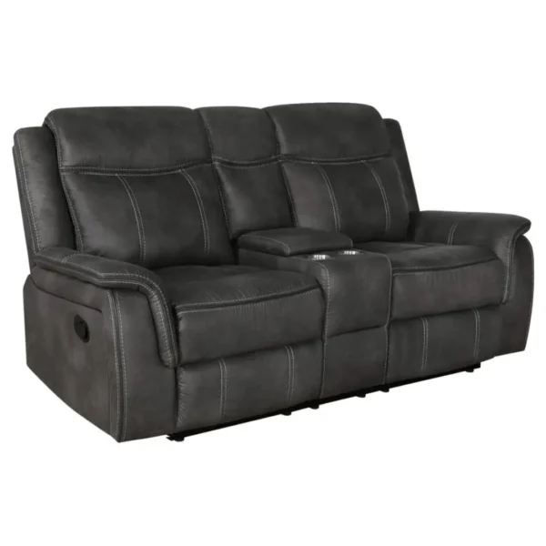 Lawrence Upholstered Reclining Sofa Set Charcoal by Coaster Furniture - Image 4