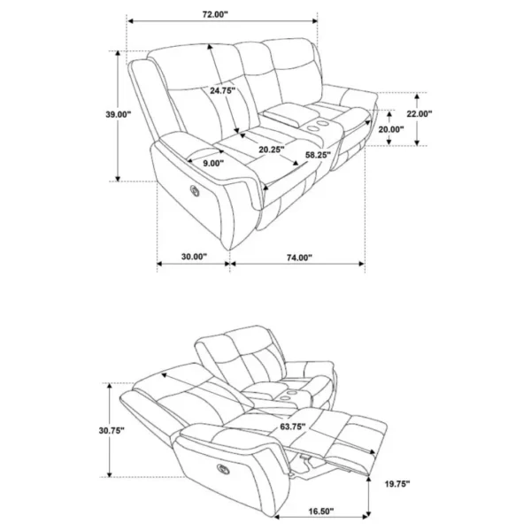 Lawrence Upholstered Reclining Sofa Set Charcoal by Coaster Furniture - Image 9