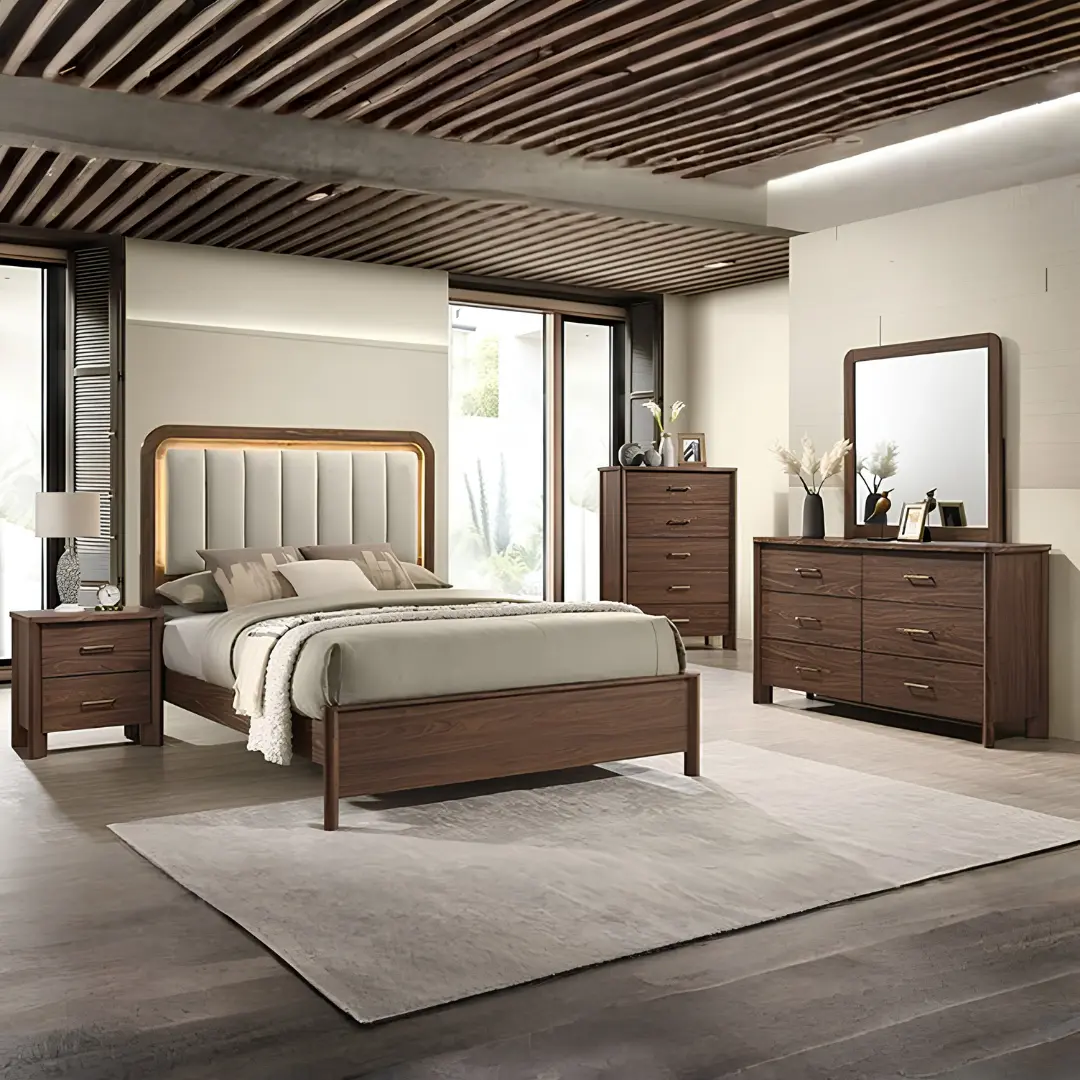 Hayward Walnut Wood Bed by Furniture Of America | U-Trade Furniture Hayward Walnut Wood Bed by Furniture Of America - Image 1