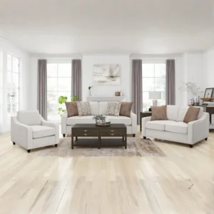 Sloped Arm Sofa Set Beige